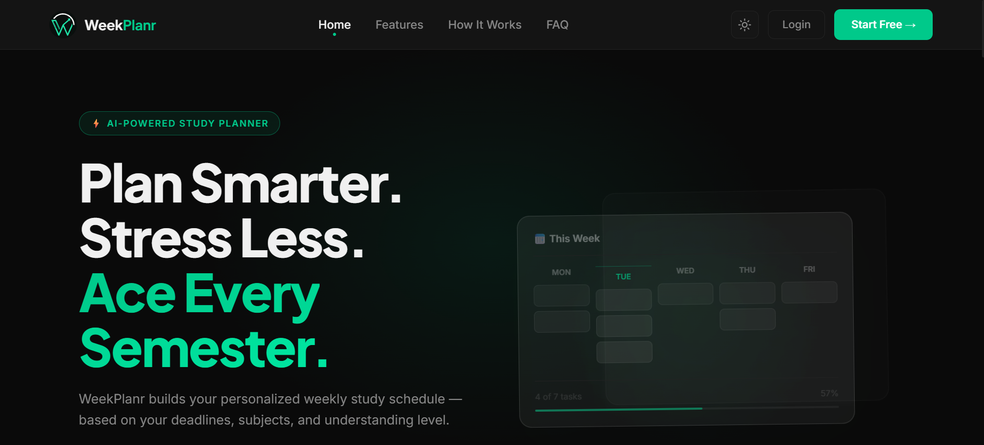WeekPlanr Dashboard